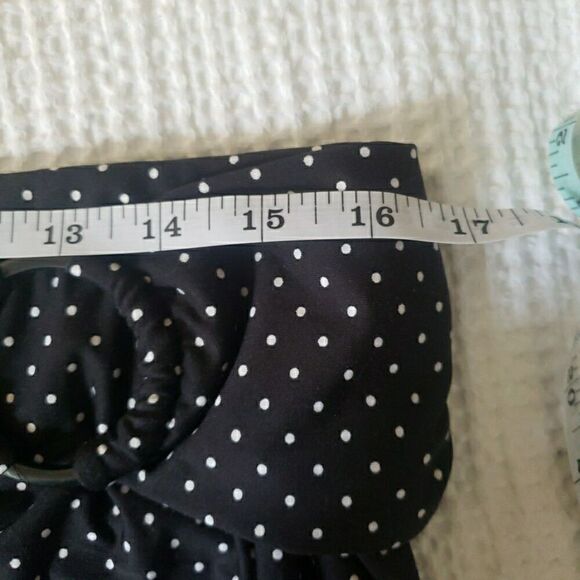 Women Size XL Strapless Dress Black White Polka Dot Midi Rockabilly Robert Lewis - Picture 6 of 7